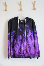 Black & Purple Flame Hoodie | S