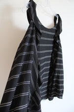 Chico's Black & White Striped Ruffled Cold Shoulder Top | 3 (XL)