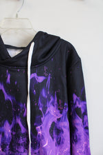 Black & Purple Flame Hoodie | S