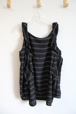 Chico's Black & White Striped Ruffled Cold Shoulder Top | 3 (XL)