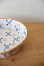 Temptations By Tara Blue & Brown Ribbed Scalloped Oval Small Casserole Dish