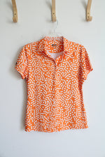 2 Putt Orange & White Patterned Polo Shirt | M