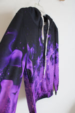 Black & Purple Flame Hoodie | S