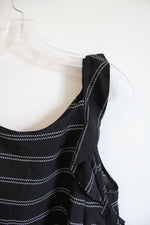 Chico's Black & White Striped Ruffled Cold Shoulder Top | 3 (XL)