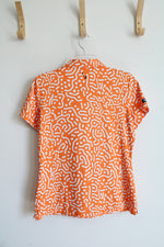 2 Putt Orange & White Patterned Polo Shirt | M