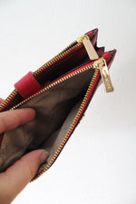 Michael Kors Dark Red Leather Double Zip Wristlet