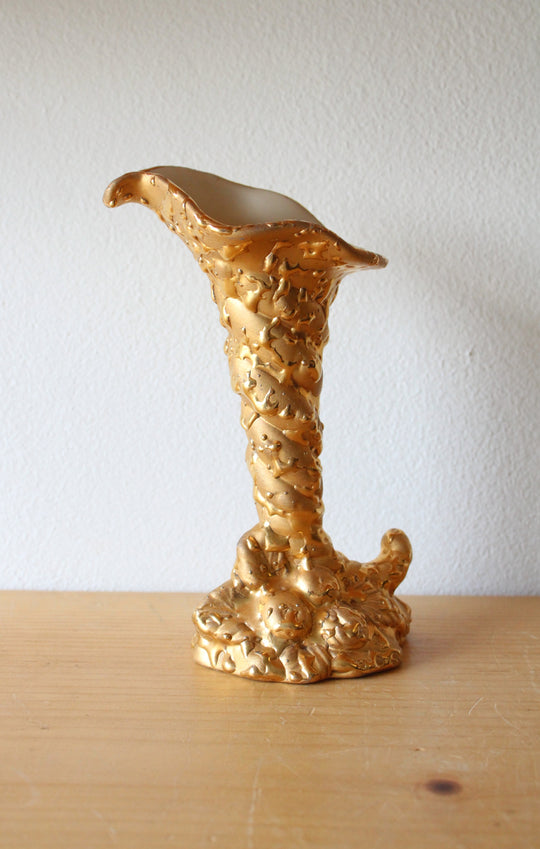 Hand Decorated 22K Gold USA Weeping-Bright Gold Vase