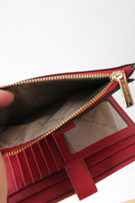 Michael Kors Dark Red Leather Double Zip Wristlet