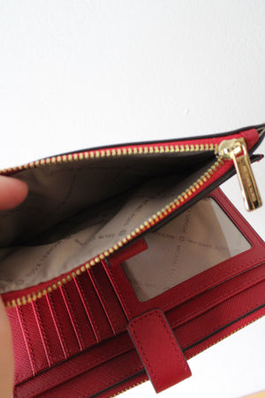 Michael Kors Dark Red Leather Double Zip Wristlet