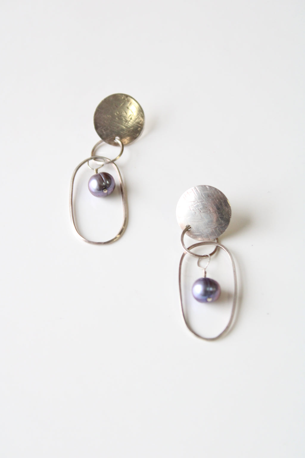 Sterling Silver Purple Baroque Pearl Earrings