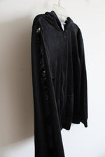 More Than Magic Black Velvet Sequined Sleeve Full Zip Jacket | Youth XL (14/16)