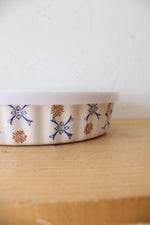 Temptations By Tara Blue & Brown Ribbed Scalloped Oval Medium Casserole Dish