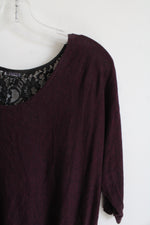 Express Maroon Black Lace Back Top | S