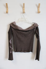 Urban Outfitters Brown Ribbed Off The Shoulder Top | M