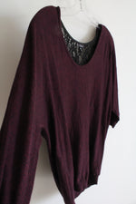 Express Maroon Black Lace Back Top | S