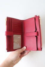 Michael Kors Dark Red Leather Double Zip Wristlet