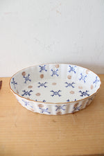 Temptations By Tara Blue & Brown Ribbed Scalloped Oval Medium Casserole Dish