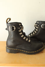 Dr. Martens Black Leather Pascal Silver Chain Boots | Size 7