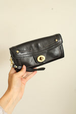 Coach Legacy Hampton Leather Brass Kisslock Black Vintage Wallet