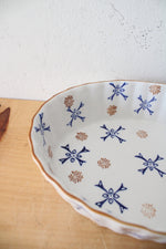 Temptations By Tara Blue & Brown Ribbed Scalloped Oval Medium Casserole Dish