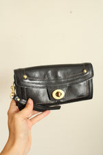 Coach Legacy Hampton Leather Brass Kisslock Black Vintage Wallet