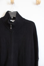 White House Black Market Scooped Hem Black Full Zip Sweater | L