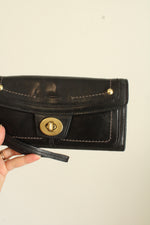 Coach Legacy Hampton Leather Brass Kisslock Black Vintage Wallet