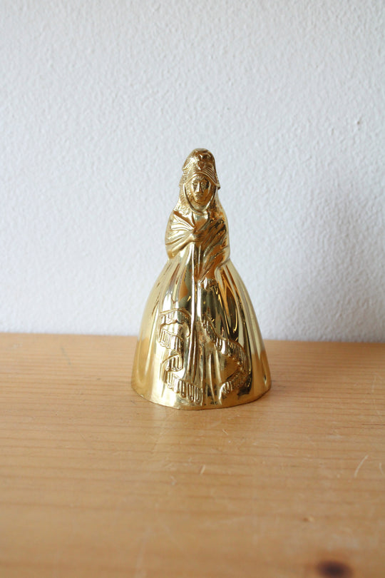 Vintage Cast Brass Victorian Lady Dinner Bell