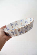 Temptations By Tara Blue & Brown Ribbed Scalloped Oval Medium Casserole Dish