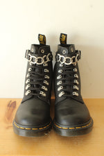 Dr. Martens Black Leather Pascal Silver Chain Boots | Size 7