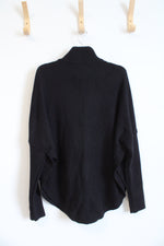 White House Black Market Scooped Hem Black Full Zip Sweater | L