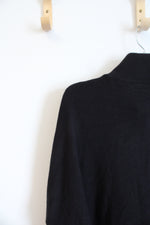 White House Black Market Scooped Hem Black Full Zip Sweater | L