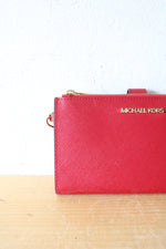 Michael Kors Dark Red Leather Double Zip Wristlet