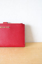 Michael Kors Dark Red Leather Double Zip Wristlet