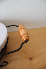 Temptations By Tara Blue & Brown Ribbed & Scalloped Oval Casserole Dish & Stand