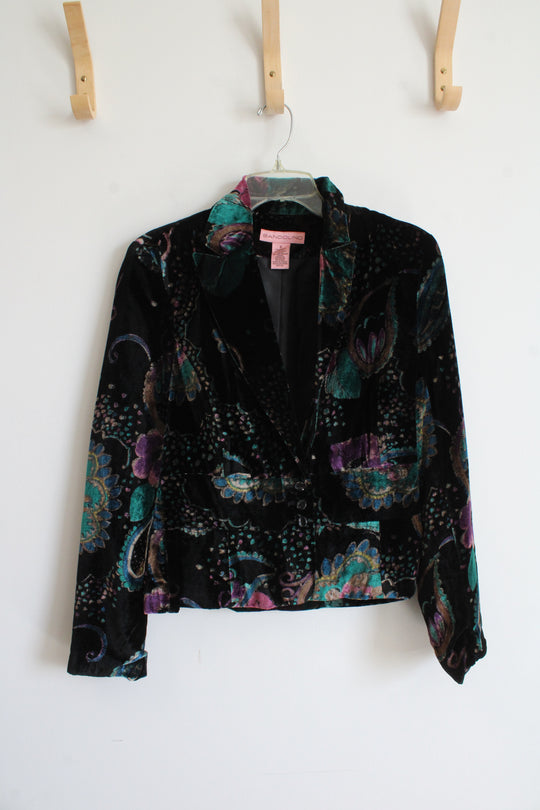 Bandolino Black Colorful Paisley Velvet Blazer | 6