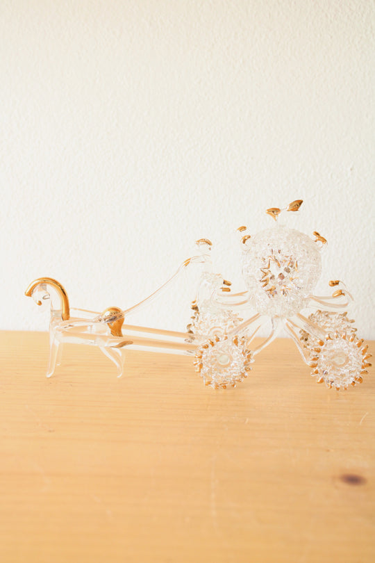 Vintage Hand Blown Spun Glass Cinderella Pumpkin Carriage