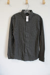 NEW Express Slim 1MX Black Patterned Button Down Gray Green Shirt | M