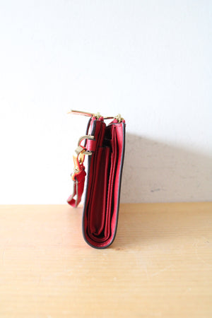 Michael Kors Dark Red Leather Double Zip Wristlet