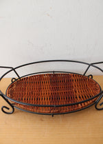 Temptations By Tara Blue & Brown Ribbed & Scalloped Oval Casserole Dish & Stand