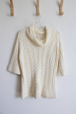 Coldwater Creek Cream Cable Knit Cowl Neck Sweater | L (14/16)
