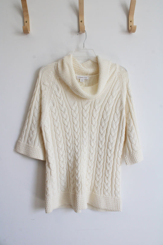 Coldwater Creek Cream Cable Knit Cowl Neck Sweater | L (14/16)