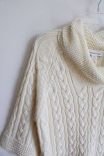 Coldwater Creek Cream Cable Knit Cowl Neck Sweater | L (14/16)