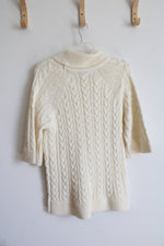 Coldwater Creek Cream Cable Knit Cowl Neck Sweater | L (14/16)