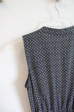 Croft & Barrow Black & White Patterned Button Down Sleeveless Belted Dress | XS Petite