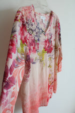 Christopher & Banks Pink Pleated Floral Top | L