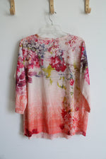 Christopher & Banks Pink Pleated Floral Top | L