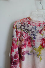 Christopher & Banks Pink Pleated Floral Top | L