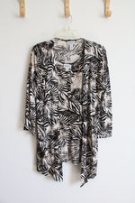 Chico's Travelers Black Tan & White Patterned Tank & Cardigan Set | 0 (S)