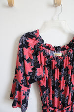 Seven Islands Navy & Pink Sparkle Floral Maxi Dress | 1X